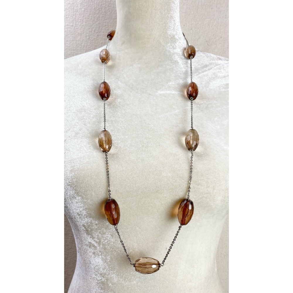 Cookie Lee Long Silver Beaded Necklace